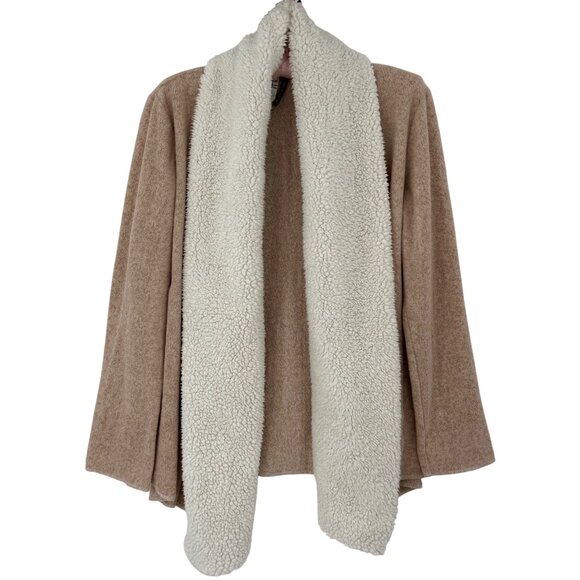 Jaclyn Intimates Shearling Trim Open Front Cozy Cardigan • Loungewear Soft Girl - Picture 1 of 16